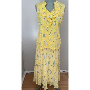 Chaps NWOT Yellow Floral Pleated Skirt size PM & Matching Top size PL